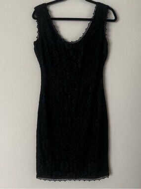Vintage 80s 90s Lace Black Dress by Magali Collection